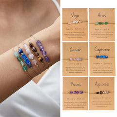 12 Constellation Stone Bracelet - Adjustable Braided