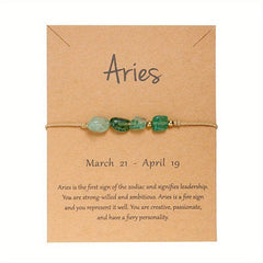 12 Constellation Stone Bracelet - Adjustable Braided