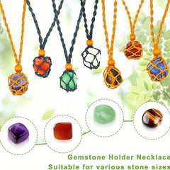 7pcs Natural Stone Crystal Necklace Reiki Chakra Pendant
