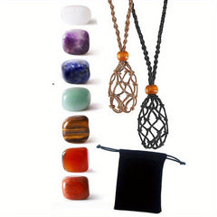 7pcs Natural Stone Crystal Necklace Reiki Chakra Pendant