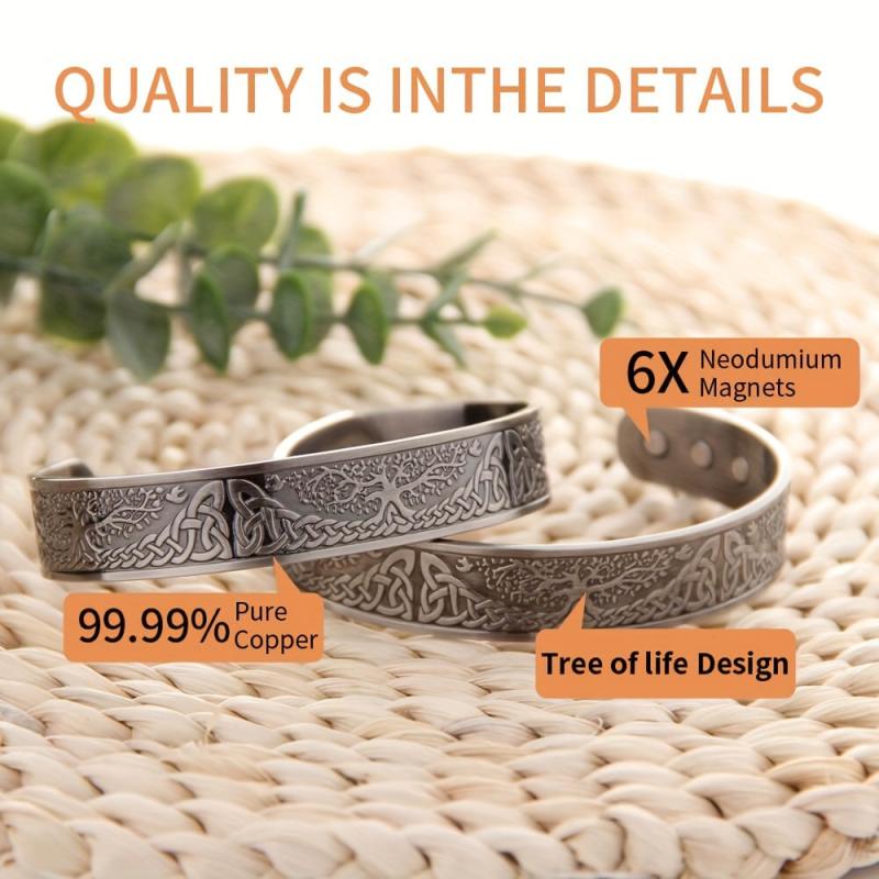 Men's Copper Magnetic Bracelet Tree Of Life