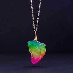 2pcs Natural Crystal Necklace Healing 7 Chakra Pendant For Women