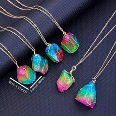 2pcs Natural Crystal Necklace Healing 7 Chakra Pendant For Women