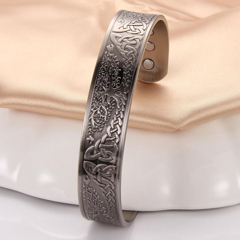 Copper Magnetic Bracelet Tree Of Life Pattern Solid Copper Cuff Bangle