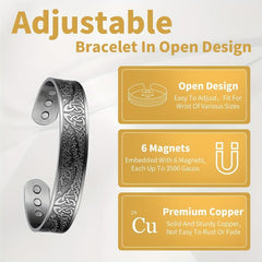 Copper Magnetic Bracelet Tree Of Life Pattern Solid Copper Cuff Bangle