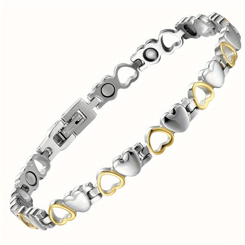 Titanium Steel Love Heart Magnetic Bracelet for Women with Strong Magnets