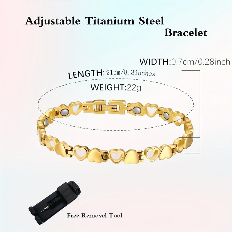 Titanium Steel Love Heart Magnetic Bracelet for Women with Strong Magnets