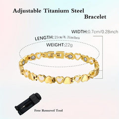Titanium Steel Love Heart Magnetic Bracelet for Women with Strong Magnets