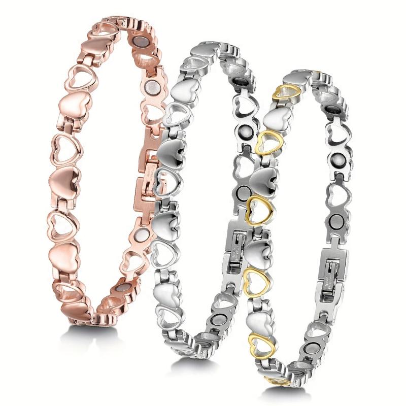 Titanium Steel Love Heart Magnetic Bracelet for Women with Strong Magnets