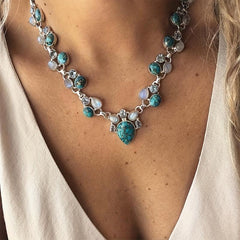 Vintage Turquoise Boho Pendant Necklace Perfect Gift for Mom