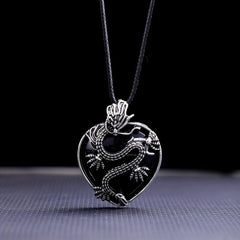 Dragon Rao Heart Shaped Crystal Gem Necklace