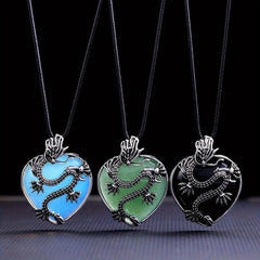 Dragon Rao Heart Shaped Crystal Gem Necklace