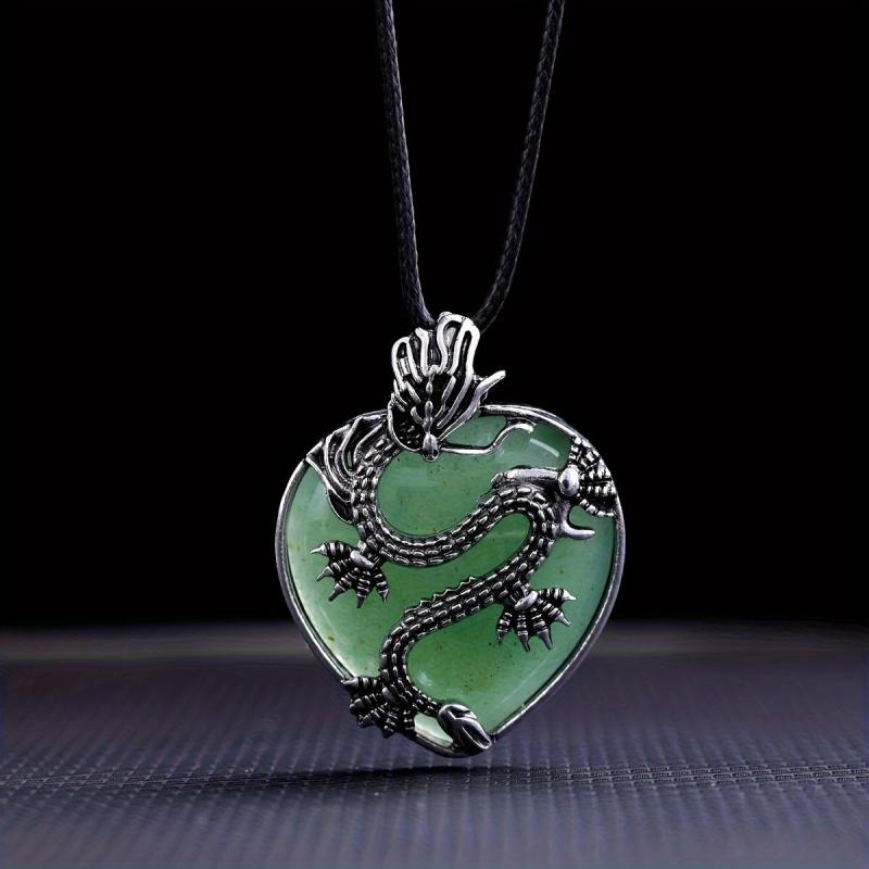 Dragon Rao Heart Shaped Crystal Gem Necklace