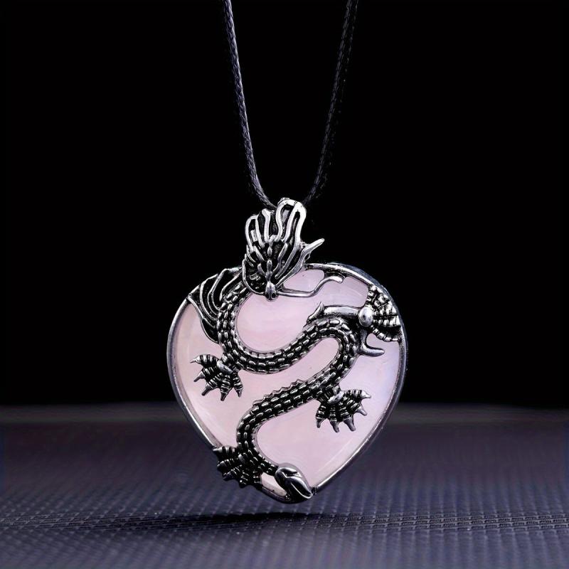 Dragon Rao Heart Shaped Crystal Gem Necklace