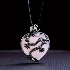 Dragon Rao Heart Shaped Crystal Gem Necklace