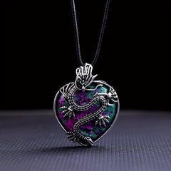 Dragon Rao Heart Shaped Crystal Gem Necklace