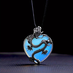 Dragon Rao Heart Shaped Crystal Gem Necklace