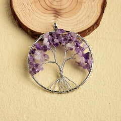 Natural Crystal Tree Of Life Pendant Necklace Jewelry Accessory