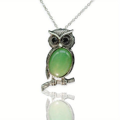 Owl Denier Ellipse Crystal Healing Pendant Necklace