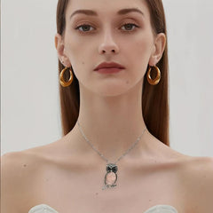 Owl Denier Ellipse Crystal Healing Pendant Necklace