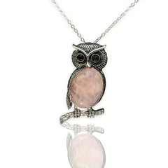 Owl Denier Ellipse Crystal Healing Pendant Necklace