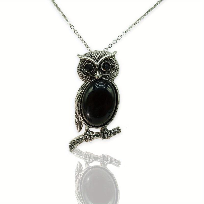 Owl Denier Ellipse Crystal Healing Pendant Necklace