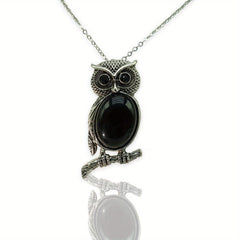 Owl Denier Ellipse Crystal Healing Pendant Necklace