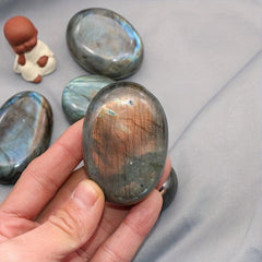 Labradorite Palm Stone Crystal Chakra Reiki Polished Healing Stone