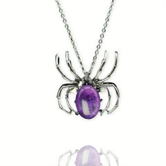 Spider Denier Ellipse Crystal Healing Pendant Necklace