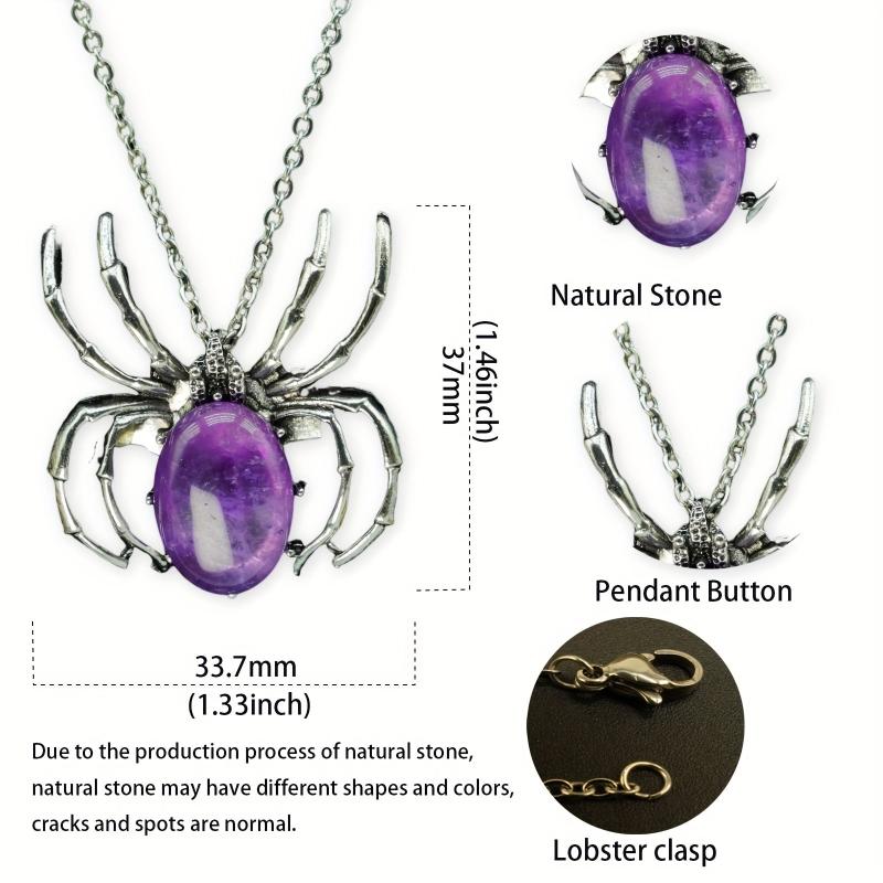 Spider Denier Ellipse Crystal Healing Pendant Necklace