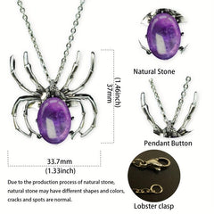 Spider Denier Ellipse Crystal Healing Pendant Necklace
