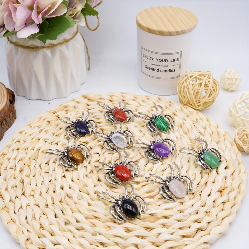 Spider Denier Ellipse Crystal Healing Pendant Necklace