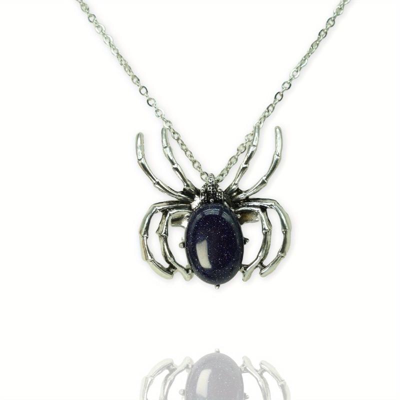 Spider Denier Ellipse Crystal Healing Pendant Necklace
