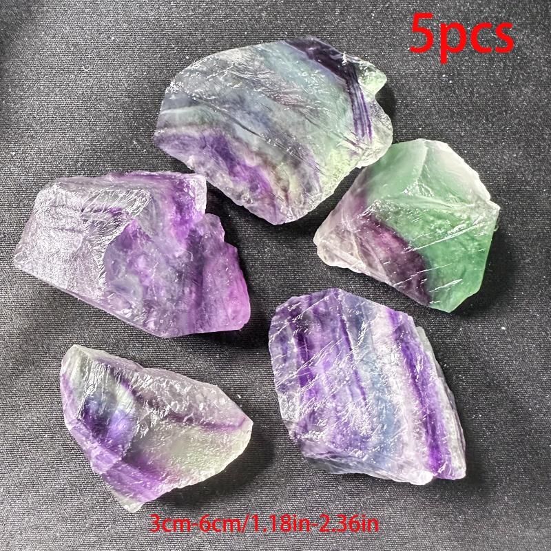 5pcs Natural Fluorite Rough Stones for Jewelry Making and Home Decoration