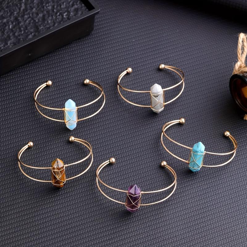 Natural Crystal Gemstone Bracelet Chakra Balancing Reiki Meditation Quartz