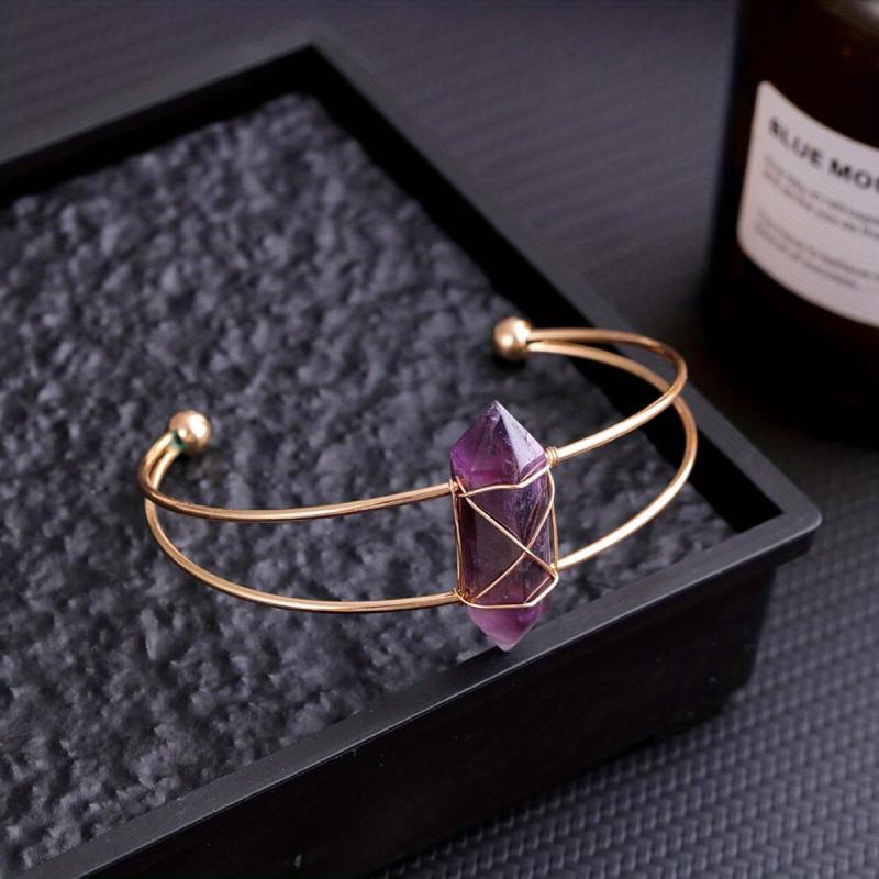 Natural Crystal Gemstone Bracelet Chakra Balancing Reiki Meditation Quartz
