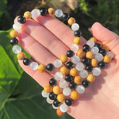 Selenite Tourmaline Palo Santo Crystal Bracelets