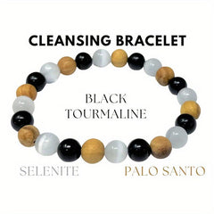Selenite Tourmaline Palo Santo Crystal Bracelets