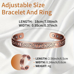 Copper Bracelet & Ring Set for Women - Birthday Jewelry