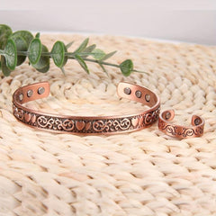 Copper Bracelet & Ring Set for Women - Birthday Jewelry