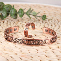 Copper Bracelet & Ring Set for Women - Birthday Jewelry