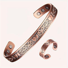 Copper Bracelet & Ring Set for Women - Birthday Jewelry