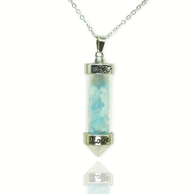 Colorful Stone Cone Wishing Bottle Pendant Necklace Crystal Jewelry