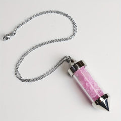 Colorful Stone Cone Wishing Bottle Pendant Necklace Crystal Jewelry