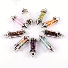 Colorful Stone Cone Wishing Bottle Pendant Necklace Crystal Jewelry