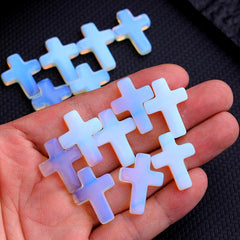 5pcs Synthetic Opal Hole less Cross DIY Jewellery Necklace Bracelet