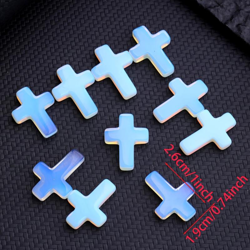 5pcs Synthetic Opal Hole less Cross DIY Jewellery Necklace Bracelet