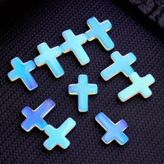 5pcs Synthetic Opal Hole less Cross DIY Jewellery Necklace Bracelet