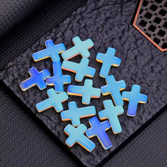 5pcs Synthetic Opal Hole less Cross DIY Jewellery Necklace Bracelet