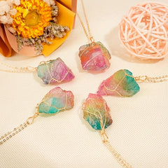 Natural Crystal Stone Pendant Hand Wound Wire Necklace Pendant